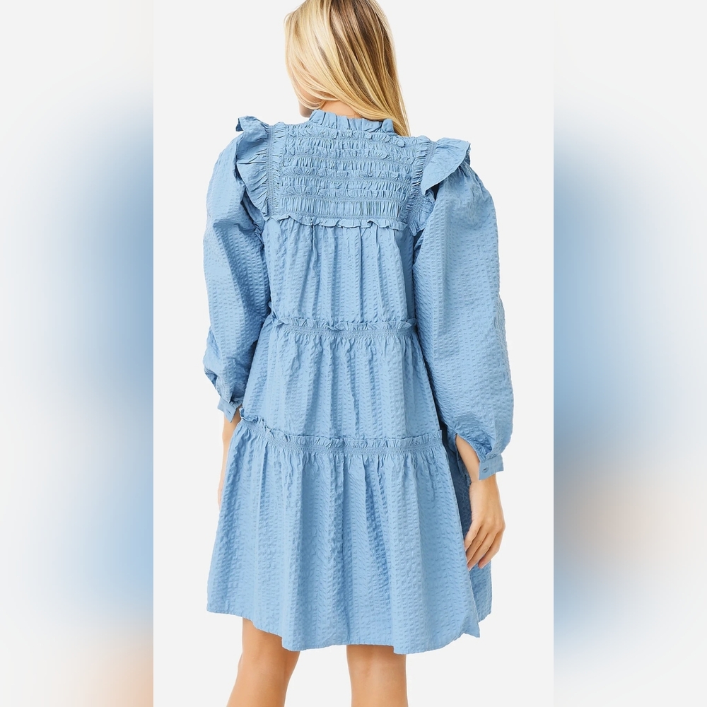 SEA New York Sevyn Solid Seersucker Button Down Dress Size Medium - Picture 11 of 11